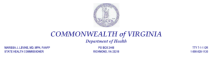VA Dept of Health Letterhead